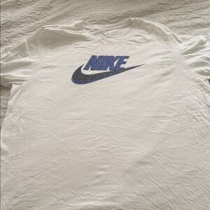 Nike White Tee with Blue Logo
